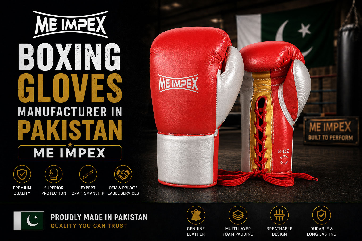 Boxing Gloves Manufacturer in Pakistan – Premium Competition Boxing Gloves by Me Impex
